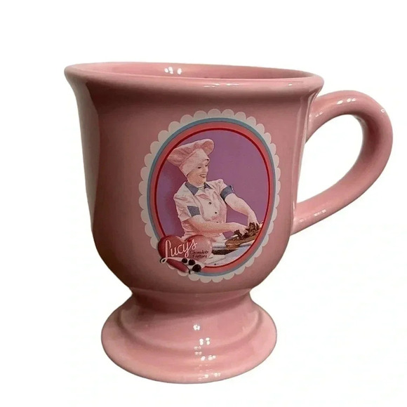 I Love Lucy Lucille Ball Pink Pedestal 12oz Coffee Tea Mug Chocolate Factory - Picture 3 of 11